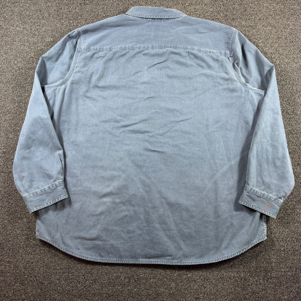 L.L. Bean Men's 2XL Flannel Lined Hurricane Work Shirt Jacket Light Blue Shacket - Picture 4 of 8